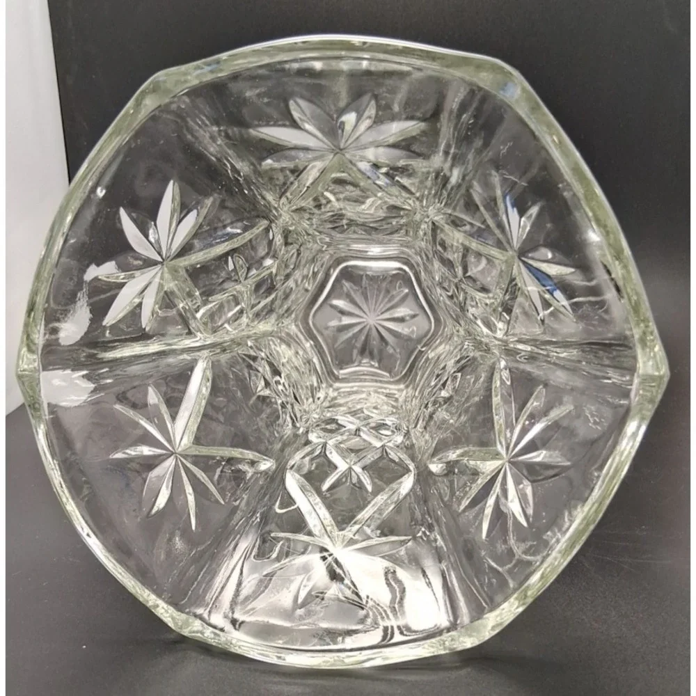 Vintage Hazel Atlas‎ Starburst Pressed Glass Vase 10 in.